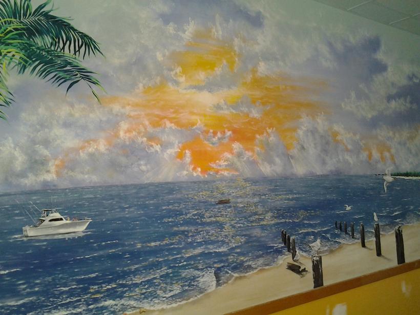 beach scene for yogurt shop