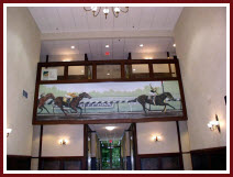Mural of Seattle Slew painted in a foyer