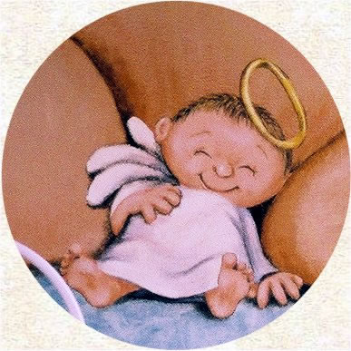 Mural of an angel painted in a nursery room